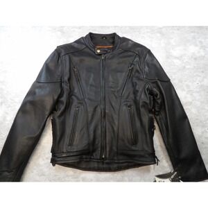 Unik Ultra Jacket Mens Medium‎ Leather Motorcycle Biker Padded Zip Out Liner